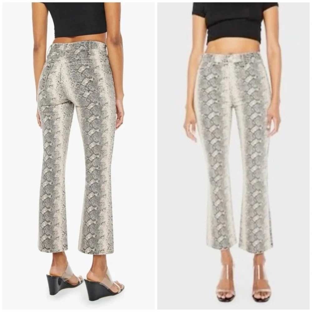 Motherโ The Hustler Flood Boa Babe Snakeskin High Rise Flare Jeans 26 NWT